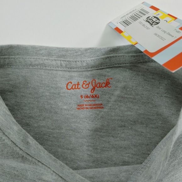 Cat & Jack Girls Long Sleeve T Shirt Set Size S 6 6X Blue and Grey Cotton Blend - Picture 3 of 9